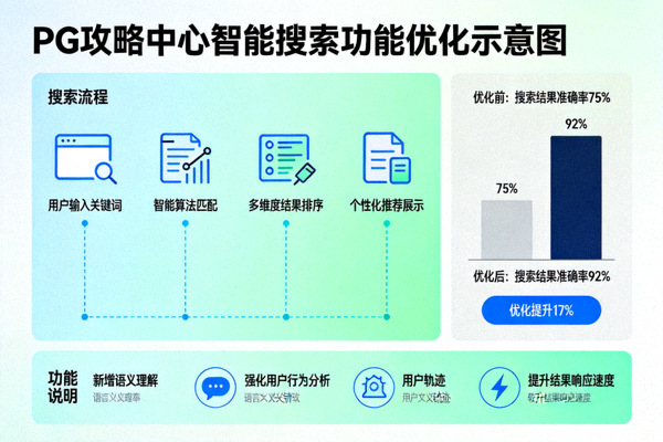 PG攻略中心智能搜索功能优化示意图