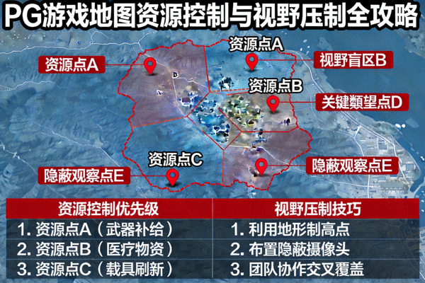 PG游戏地图资源控制与视野压制全攻略，展示视野布控点位图
