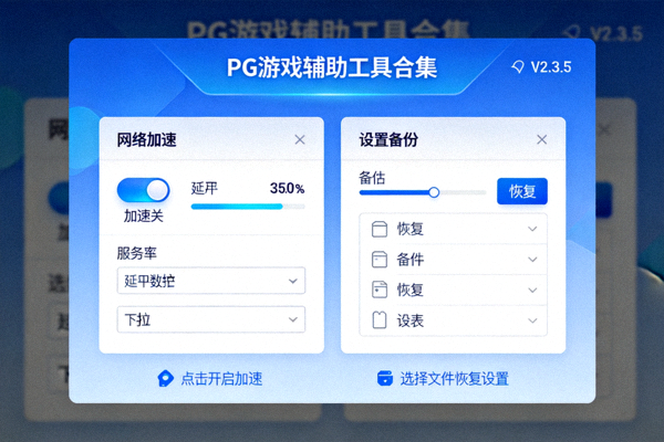 PG游戏辅助工具合集软件包含网络加速和设置备份功能