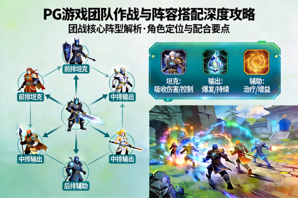 PG游戏团队作战与阵容搭配深度攻略，展示团战阵型与角色配合
